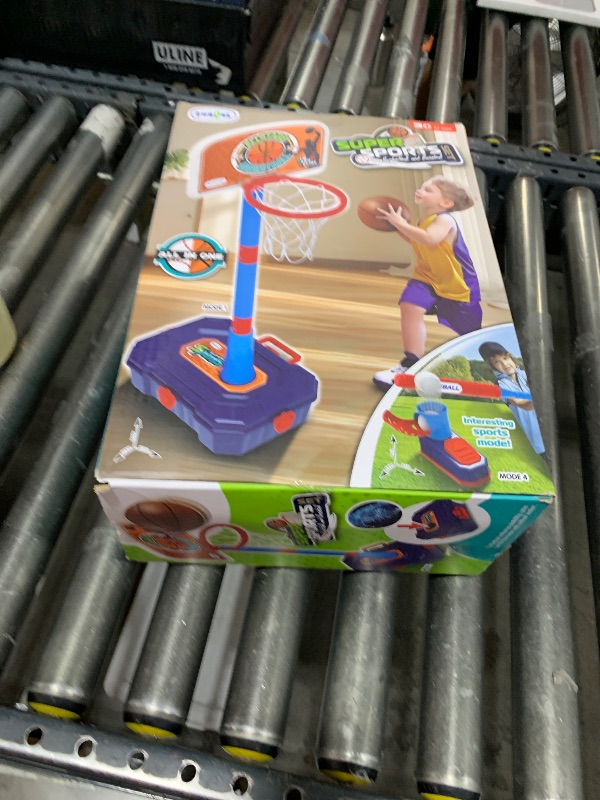 Photo 1 of 4 in 1 Basketball Hoop for Kids 1-3, 3-5, Toddler Basketball Goal and T Ball Set, Adjustable Basketball Hoop, Indoor Outdoor Sports Toys, Birthday Gifts for Kids Boys 1 2 3 4 5 Years Old