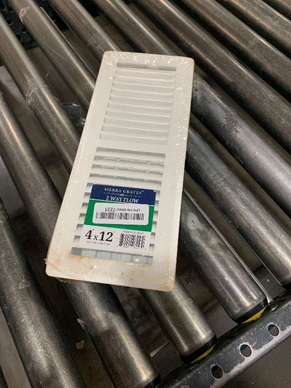 Photo 1 of Sierra Grates Precision Flow 4"x 12" Steel Floor Register - 2 Way Louvered Design,Glacier White Finish - Premium Home Vent Covers, Durable & Decorative - Fits 4"x 12" Duct Openings, Easy Installation