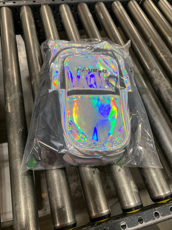 Photo 1 of Rave2o Anti Theft Rave Hydration Backpack 1.5L Insulated Bladder Hidden Pockets - Festival Hydration Pack Water Backpack for Festivals, Hiking, Running - Men Women Kids Hydro Pack - Holographic Silver