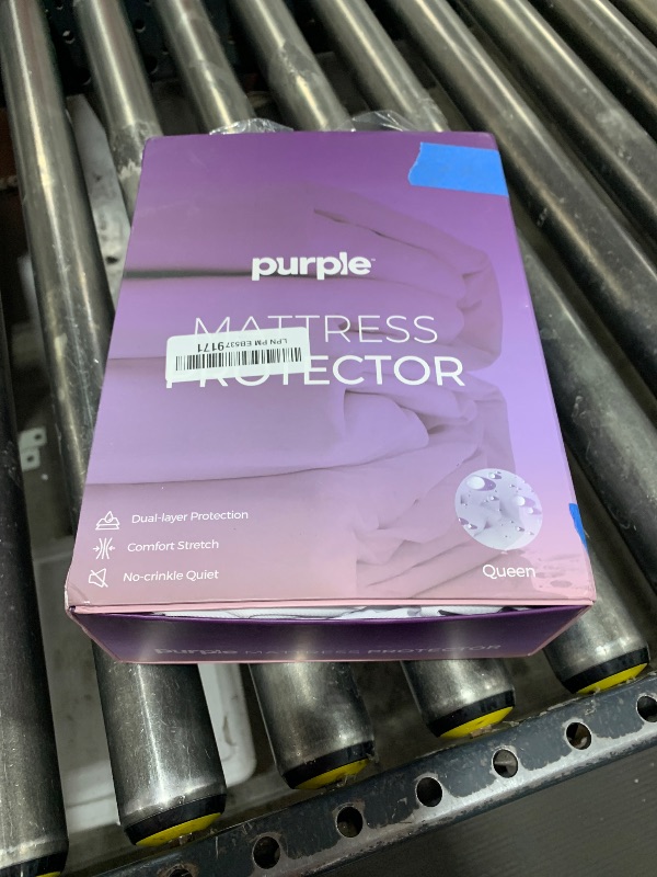 Photo 1 of Purple Mattress Protector - Queen Size, 13" Deep, Five-Sided Dual Defense, Stain-Resistant & Machine-Washable, Protects Against Kids, Pets, Food & More