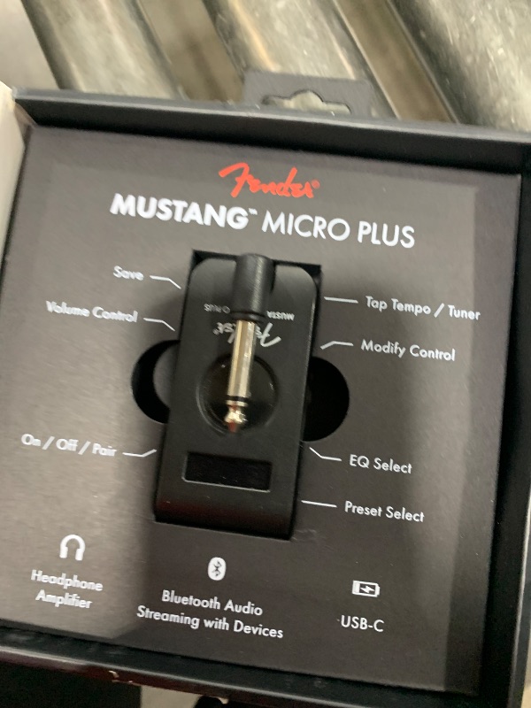 Photo 1 of Fender Mustang Micro Plus Headphone Amplifier, Bluetooth Audio Streaming and 50 Amp and Effects Models, with 2-Year Warranty