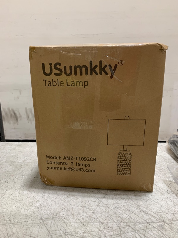 Photo 1 of USumkky 20.5" Modern Ceramic Bedside Lamp Set of 2 for Bedroom Decor Farmhouse Table Lamp for Living Room Office Dorm