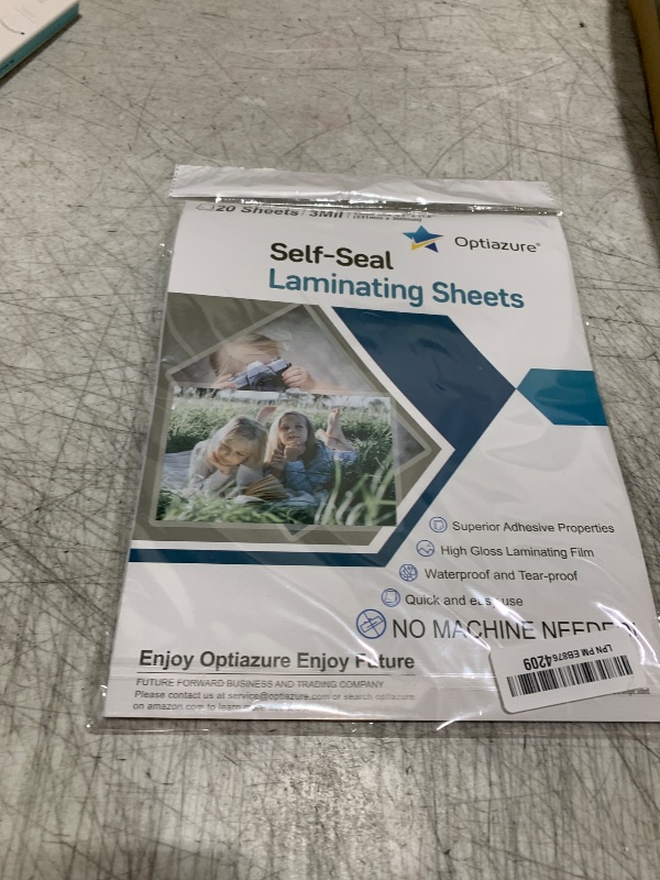 Photo 1 of Optiazure Self-Seal Laminating Sheets 9.1"x11.8" Inches, 3mil 20Pack, Letter Size, Single Sided