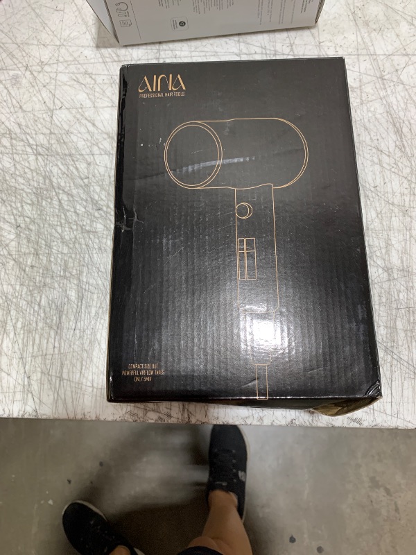 Photo 1 of AINA Hair Dryer with Diffuser, Blow Dryer for Women | Advanced Ionic Technology, Ceramic Coating | Cold Shot Features Turbo Heat for Fast Drying and Shine 110V/ALCI(Vader Black)