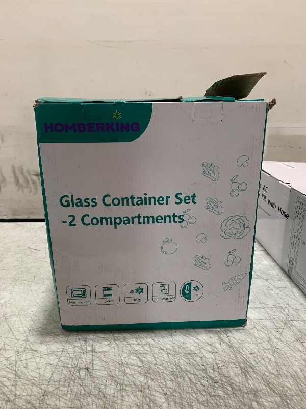 Photo 1 of HOMBERKING 10 Pack 24oz Glass Meal Prep Containers 2 Compartment, Glass Food Storage Containers with Lids, Airtight Lunch Bento Boxes, BPA-Free & Leak Proof (10 lids & 10 Container) - Grey