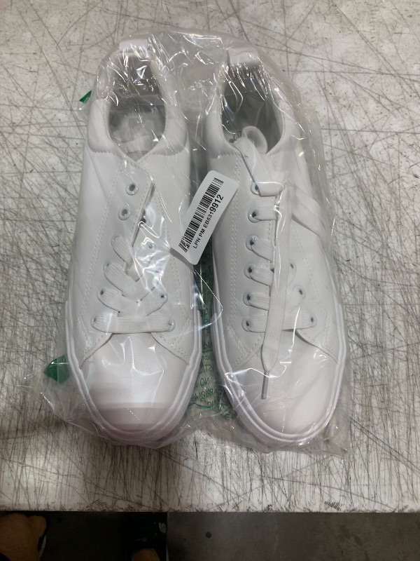 Photo 1 of SERNIAL Womens White Platform Sneakers PU Leather Platform Shoes Walking Shoes for Women(White,US10)