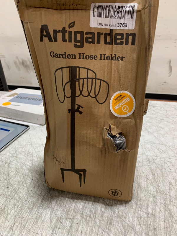 Photo 1 of Artigarden Freestanding Garden Hose Holder Stake with Brass Faucet, Heavy Duty Metal Water Pipe Storage Stand Rack for Outdoor