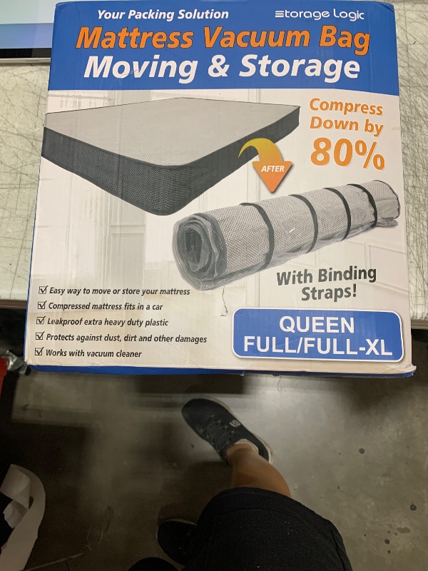 Photo 1 of Queen/Full/Full-XL Foam Mattress Vacuum Bag for Moving, Vacuum Seal Mattress Bag with Straps