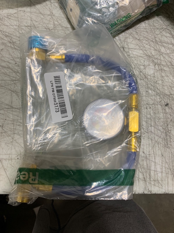 Photo 1 of Ketofa R1234YF Refrigerant Charge Hose Kit, R-1234YF AC Refrigerant Can Hose with Gauge, 1/2 LH Can Opener Tap and R1234YF Low Side Adapter
