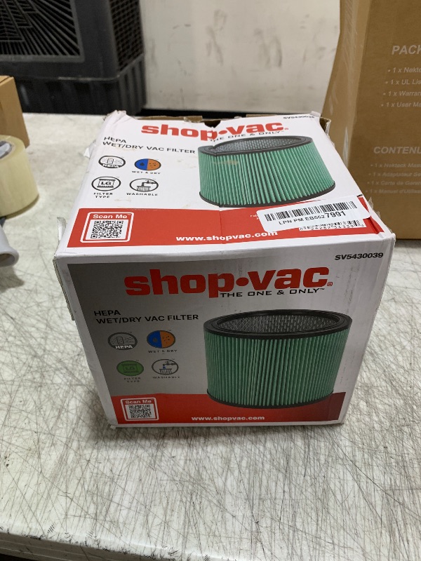 Photo 1 of Shop-Vac High Performance 90304/90344 Cartridge Filter, Fits most 4-16 Gallon Shop-Vac Wet/Dry Vacuums, High Efficiency HEPA Filter, Washable and Reusable, 1 Pack