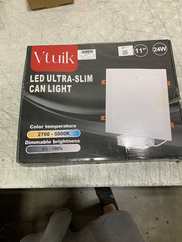 Photo 1 of Vtuik 11 Inch Square LED Recessed Ceiling Light, Dimmable Canless Wafer Downlight, Damp-Rated for Bathroom Basement Kitchen, Ultra Thin with Junction Box, 5CCT 2700K 3000K 3500K 4000K 5000K, 1 Pack