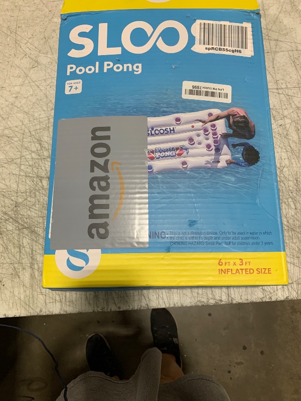 Photo 1 of SLOOSH Pool Games for Adults Pool Floats Inflatable Pong Table Floating Water Games Party 6x3 FT with 10 Pong Balls and Cup Holders (No Cups Included)