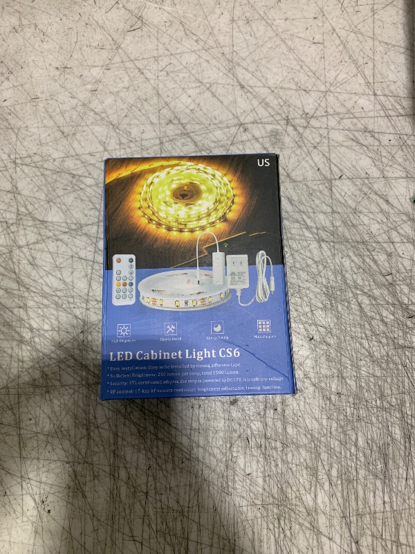 Photo 1 of WOBANE Under Cabinet LED Lighting kit, 6 PCS LED Strip Lights with Remote Control Dimmer and Adapter, Dimmable for Kitchen Cabinet,Counter,Shelf,TV Back,Showcase 2700K Warm White,Bright 1500lm,Timing