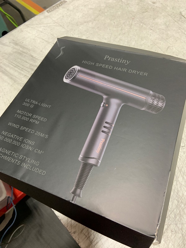 Photo 1 of Prastiny Professional High-Speed Hair Dryer with Diffuser Nozzle Low Noise Fast Drying Ion Blow Dryer Hair Care Intelligent Heat Airflow Control with LCD Display Travel Hair Dryer for All Hair Types