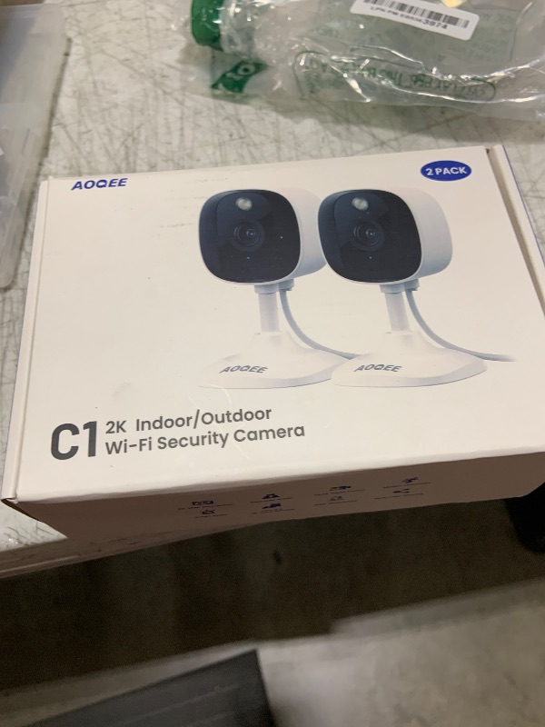 Photo 1 of AOQEE 2K Cameras for Home Security-Outdoor/Indoor Camera for Dog/Cat/Pet/Nanny/Baby, Color Night Vision, White Light, Siren, 24/7 SD Recordings, Works with Alexa/Google Home, C1-White-2P (2.4Ghz WiFi)