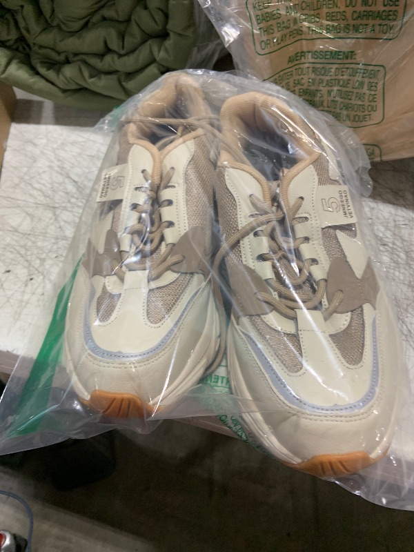 Photo 1 of Nutropa Steel Toe Shoes for Men & Women, Super Lightweight Work and Safety Shoes Indestructible Construction Work Sneakers,Beige 9 Women/7.5 Men