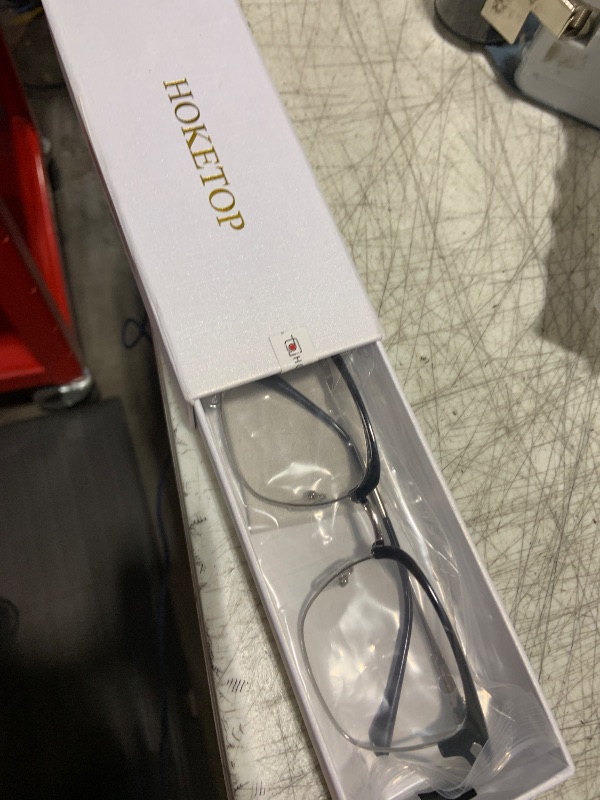 Photo 1 of HOKETOP Blue Light Blocking Glasses for Men Anti-Fatigue Computer Monitor Gaming Glasses Prevent Headaches Glasses (Rectangle Silver/Black)