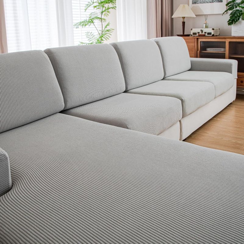 Photo 1 of Couch Cushion Covers,Comfort Soft Magic Sofa Covers Washable Stretch Resistant for Chair Cushion Couch Furniture Protectors for Pets Sectional Slipcovers(Back Couch Cover,Light Gray)