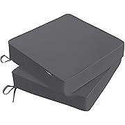 Photo 1 of Outdoor Chair Cushions 24 x 24 x 4 Inch, Waterproof & Fade Resistant Patio Seat Cushion for Furniture with Handle and Ties, Thick Seating Pads for Outside Sofa Couch Set of 2, Grey
