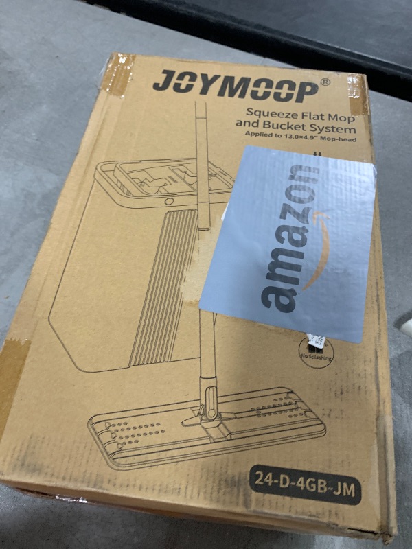Photo 1 of JOYMOOP Mop and Bucket Set with Wringer, Flat Mops for Floor Cleaning, Wall Mop Cleaner with Long Handle, Hardwood Floor Mop with 4 Microfiber Pads