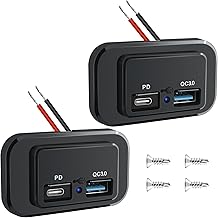 Photo 1 of Vadaxx 48W 12V/24V RV USB Outlet, Dual PD3.0 Type-C (USB C) & Quick QC3.0 USB-A Port Panel Wall Mount Automotive Car USB Socket Power for RV Marine Boat ATV Motorcycle Truck Golf Cart