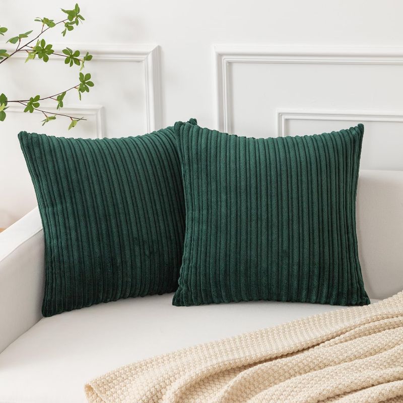 Photo 1 of Kevin Textile 22x22 Throw Pillow Covers Decor Pillows Sofa Cushion Covers Set of 2 Accent Pillows for Couch, 55x55 cm, 22 x 22 Inch, Dark Green