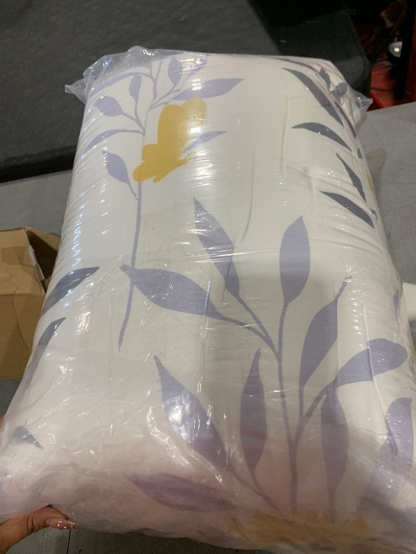 Photo 1 of OIKETI Botanical Cotton Comforter King Size, Yellow&Grey Floral Print Bedding Sets, Lightweight Comforter 3Pcs (1 Soft Reversible Comforter and 2 Pillow Shams)