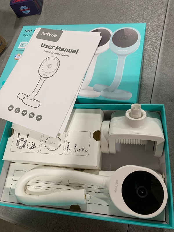 Photo 1 of NETVUE Peekababy Baby Camera Monitor, Wireless Baby Monitor with Camera & Audio, 4-in-1 Crib Mount, Smart App, Sleep Analysis & Two-Way Talk (White)