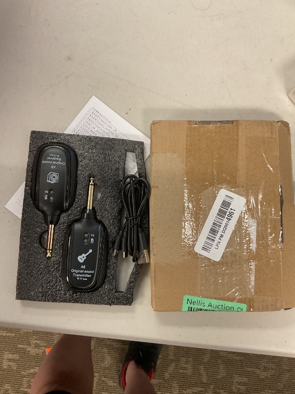 Photo 1 of A8 Wireless Guitar System UHF 2 Modes, Rechargeable Li-Battery, 100ft Range, Plug & Play for Guitar, Bass, Violin, Keyboard - Black
