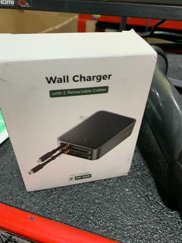 Photo 1 of MQOUNY for iPhone 16 Charger,62W Retractable Wall Charger with Dual Cables,35W USB C PD Power Adapter with Foldable Plug Fast Charging Block for iPhone 16/15/14/13,iPad, Samsung Galaxy