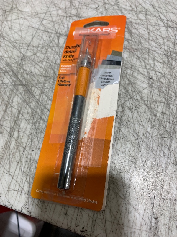 Photo 1 of Fiskars SoftGrip Detail Craft Knife - 8" Exacto Knife for Crafting - Multi-Use Exacto Blade Included with Protective Cover