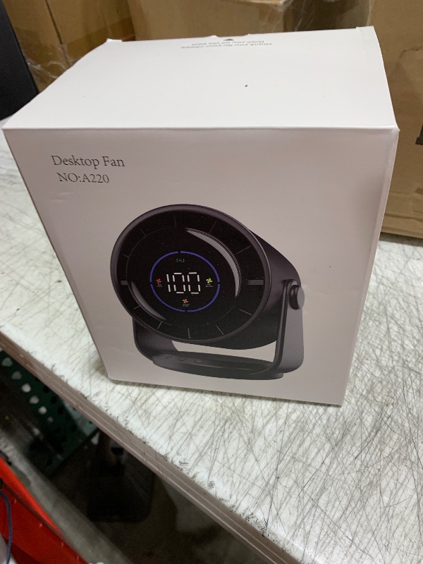 Photo 1 of YOSHENMO Desk Fan, Quiet Wall-Mounted Table Fan with Turbo Airflow, 100-Speed Digital Display & 105° Adjustable Tilt, 7.5-inch? Rechargeable Battery for Home, Office, Travel Dark Black