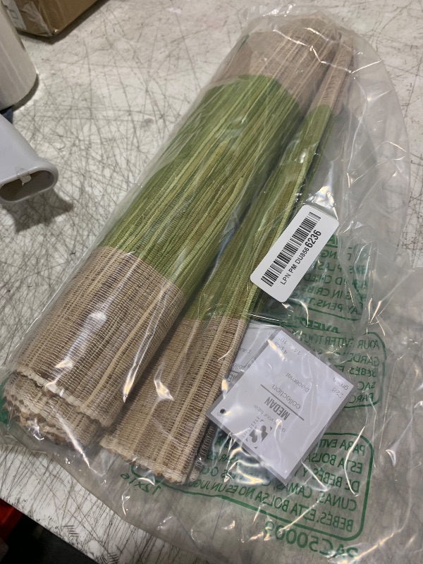 Photo 1 of Saro Lifestyle Shimmering Banded Table Placemats (Set of 4), Green, 14"x19"