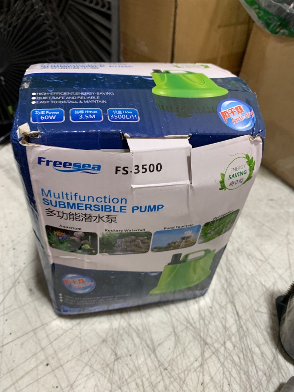 Photo 1 of FREESEA Fountain Submersible Water Pump: 845 GPH 60W Small Sump Pump for Outdoor Pond Hydroponic Statuary Waterfall Aquarium Fish Tank