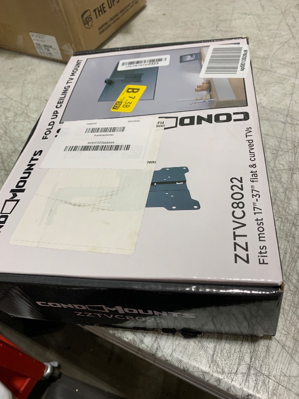 Photo 1 of ZeboZap ZZTVC8022 Outdoor Flip Down Ceiling TV Mount | Gazebo TV Mount | Patio TV Mount | Pergola TV Mount | Pitched Roof | Height Adjustable | Under Cabinet| Holds 44lbs | Fits 17-in to 37-in | Black