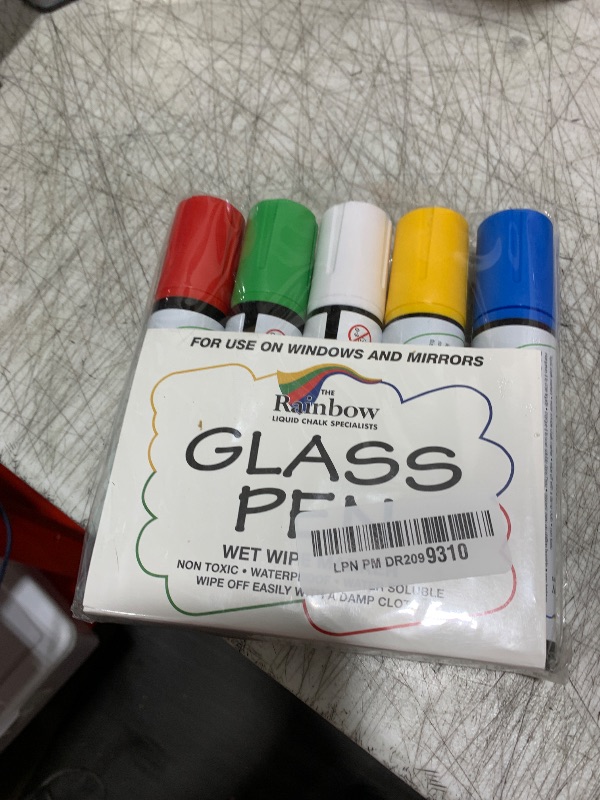 Photo 1 of Glass Pen Window Marker: Liquid Chalk Markers for Glass, Car Marker or Mirror Pen with Washable Paint - Graduation Car Windows, Storefront Window, Wedding, Parade, Party & Holiday (5 Pens - Wide Tip)