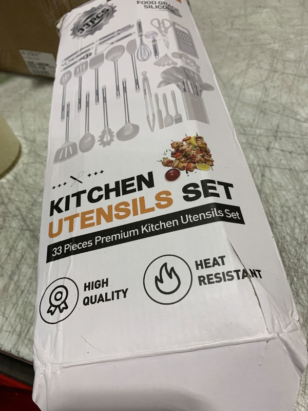 Photo 1 of Kitchen Utensil Set-Silicone Cooking Utensils-33 Kitchen Gadgets & Spoons for Nonstick Cookware-Silicone and Stainless Steel Spatula Set-Best Kitchen Tools, Useful Pots (Cream White)