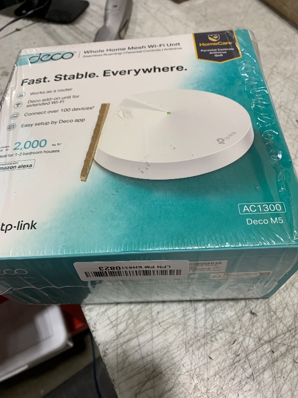 Photo 1 of TP-Link Deco Mesh WiFi Router (Deco M5) – Dual Band Gigabit Wireless Router, Quad-core CPU, MU-MIMO, HomeCare, Parental Control, Up to 2,000 sq. ft. Coverage, Works with Alexa, 1-pack