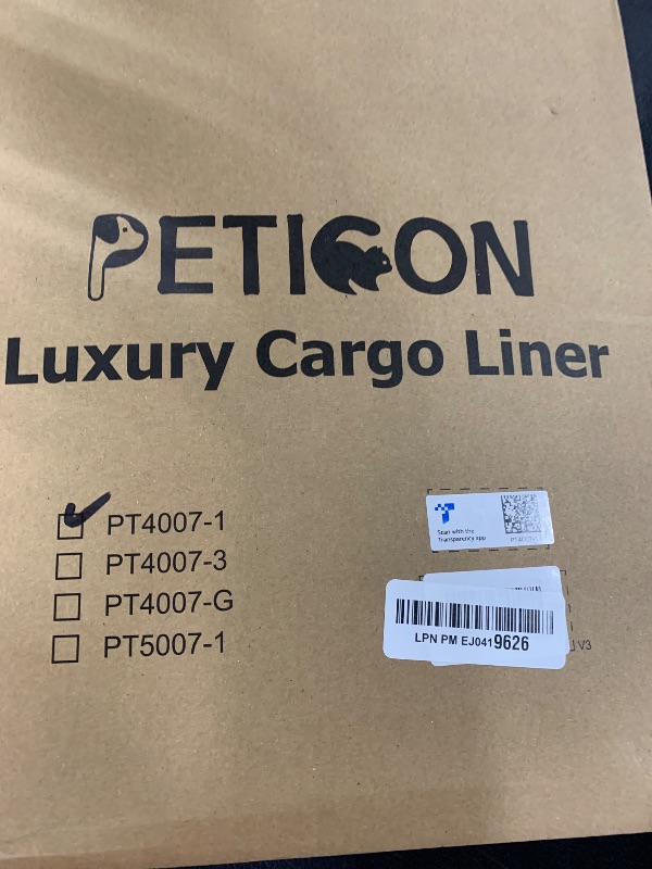 Photo 1 of PETICON SUV Cargo Liner for Dogs, Waterproof Pet Cargo Cover Dog Seat Mat for SUVs Sedans Vans with Bumper Flap Protector, Non-Slip, Large Size Universal Fit, Black