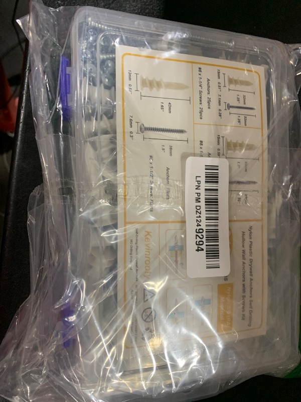 Photo 1 of Kevinrooty 3 Sizes Self Drilling Drywall Anchors, 310PCS Nylon Plastic Wall Anchors and Screws for Drywall, No Pre Drill Hole Preparation Required,13x32mm,15x33mm,13x42mm