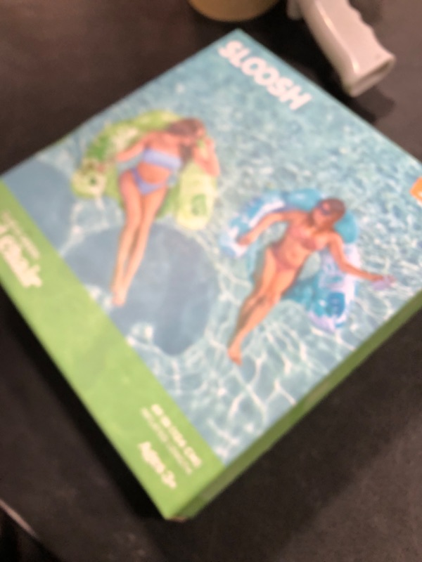 Photo 1 of SLOOSH Inflatable Pool Floats Adult,2 Pack Pool Chairs with Cup Holders,Blow up Floats Chair,Hammock Noodle Mat Leaves Design for Relaxing Summer Water Fun Swimming Party Beach,Blue,Green