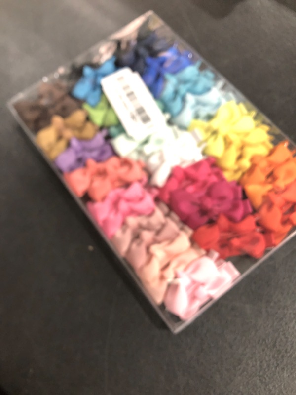 Photo 1 of CÉLLOT Baby Hair Clips 50 Pieces 25 Colors in Pairs Baby Girls Fully Lined Bows Hair Pins Tiny 2" Hair Bows Alligator Clips for Girls Infants Toddlers