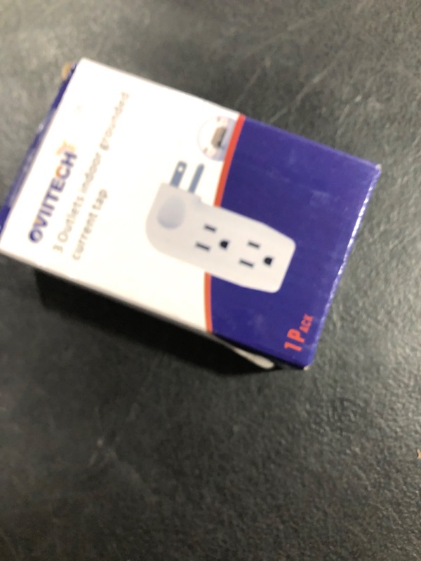 Photo 1 of 3 Way Outlet Vertical Wall Tap Splitter Adapter with 3 Prong Plug for Behind Furniture, Hard Plastic,UL Listed,1PK.