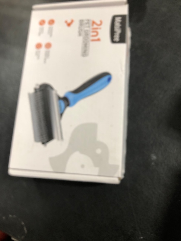 Photo 1 of MalsiPree Cat Shedding Brush - 2 in 1 Deshedding Tool & Undercoat Rake for Dense Double-Coats - Dematting Comb for Cats - Pet Grooming - Pet Hair Removal Tool (Blue) - Dog Grooming Supplies