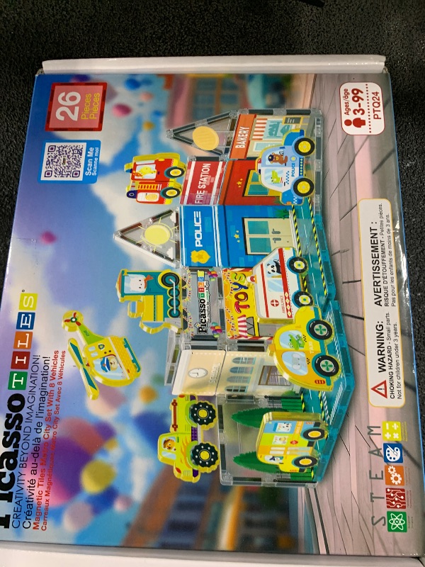 Photo 1 of PicassoTiles Magnet Tile Building Blocks Metro City Themed Playset with 8 Character Action Figures Magnetic Tiles STEM Learning Early Education Toy Construction Set Toddlers Boys Girls Ages 3+ PTQ24