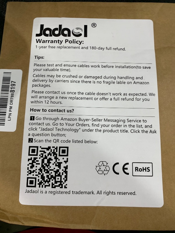 Photo 1 of Jadaol Cat 6 Ethernet Cable 50 ft, Outdoor & Indoor 10Gbps Support Cat8 Cat7 Network, Flat RJ45 Internet LAN Computer Patch Cable for Router, Modem, Switch, Gaming Consoles, Streaming Devices, White
