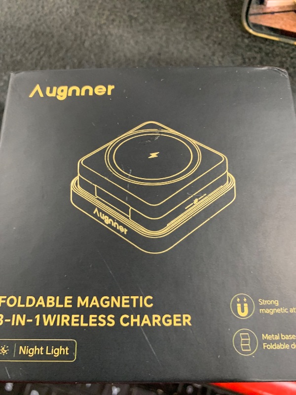 Photo 1 of ?2025 Upgraded?Wireless Charger 3 in 1, Foldable Wireless Charging Station with Night Light for Apple MagSafe Charger, Travel Magnetic Charger Stand, Nightstand Fast 15W Charging Station (20W Adapter)