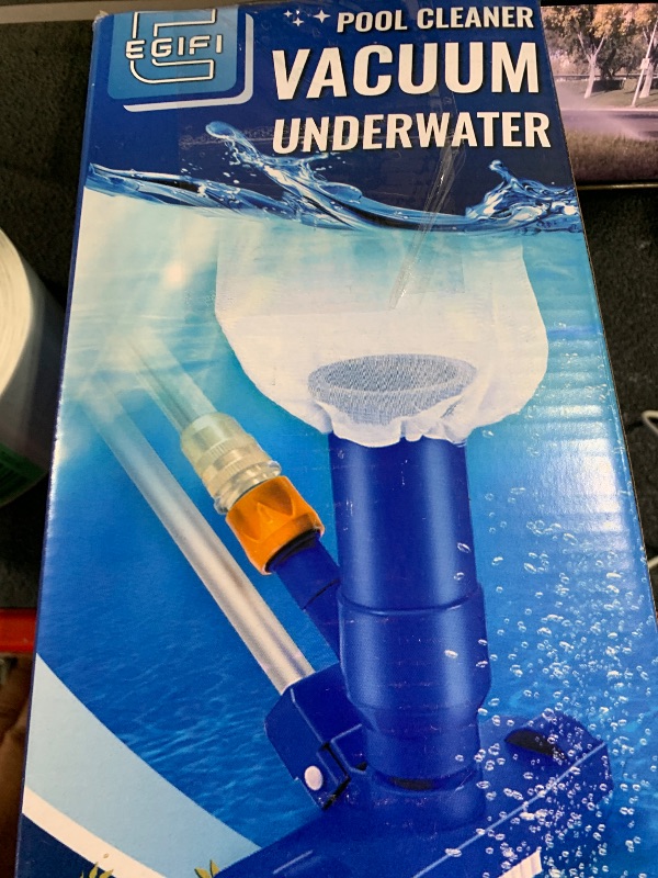 Photo 1 of Pool Vacuum for Above Ground Pool with Nylon Mesh Net, Jet Underwater Cleaner & 3 Scrub Brushes, Portable Pool Vacuum Cleaner for Swimming Pool Spa Fountain Pond Hot Tub, Soft Blue