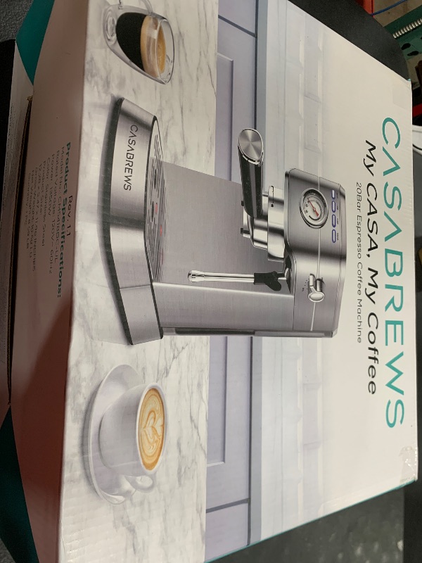 Photo 1 of CASABREWS CM5418 Espresso Machine 20 Bar, Compact Espresso Maker with Steam Milk Frother, Stainless Steel Coffee Machine with 34oz Removable Water Tank for Cappuccino, Latte, Silver