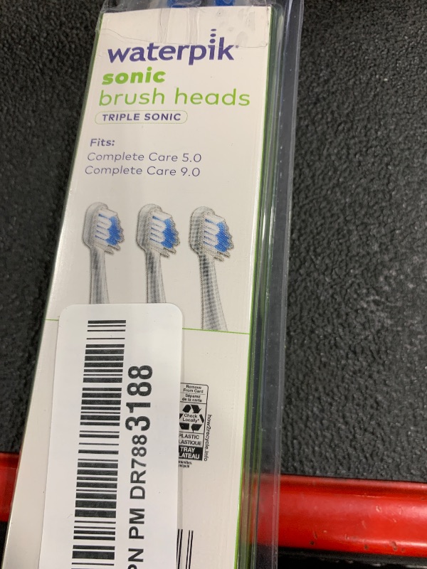 Photo 1 of Waterpik Triple Sonic Tooth Brush Heads Replacement, Complete Care, STRB-3WW, 3 Count (Pack of 1), White